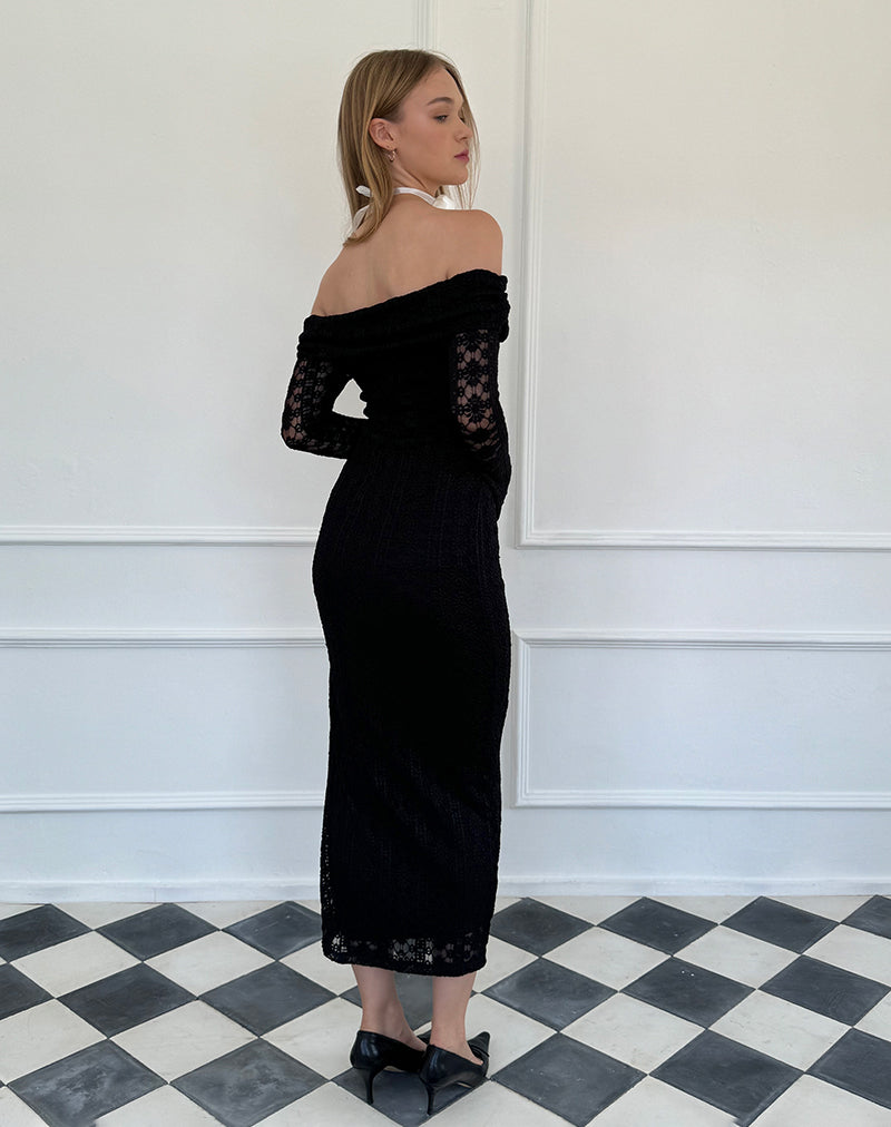 Afbeelding van Philippa Maxi Dress in Zwart Regal Lace