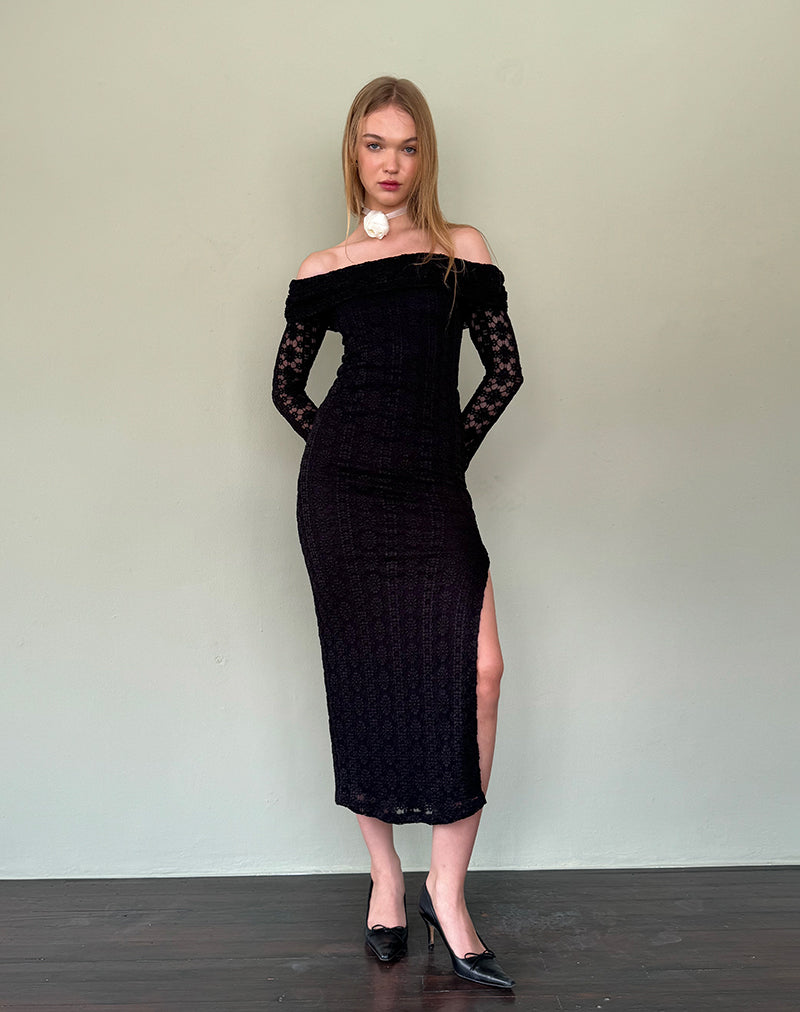 Afbeelding van Philippa Maxi Dress in Zwart Regal Lace