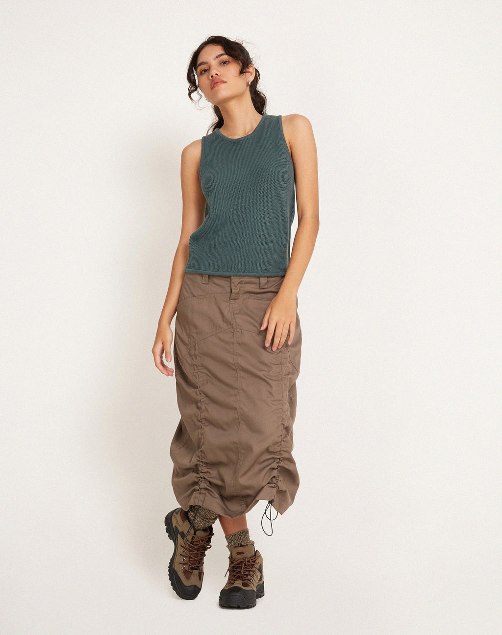 Phindi gebreid vest in Khaki
