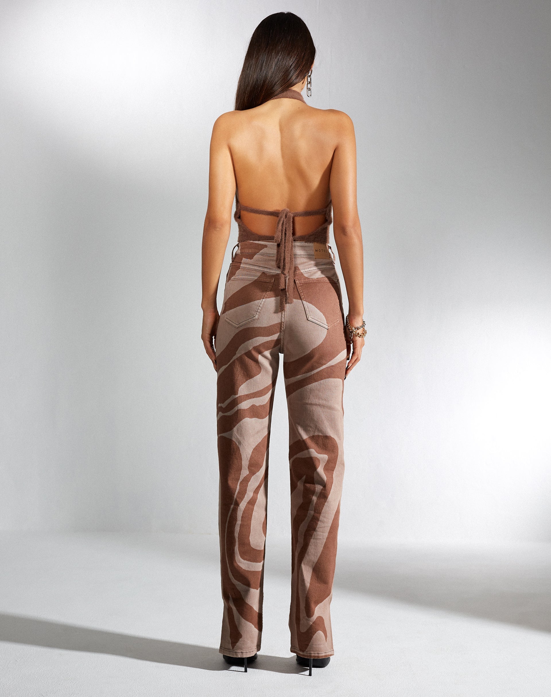 Afbeelding van MOTEL X IRIS Straight Leg Jeans in Laser Swirl Bruin