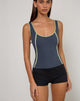 Afbeelding van Pilon Vest top in Navy met Sage Binding