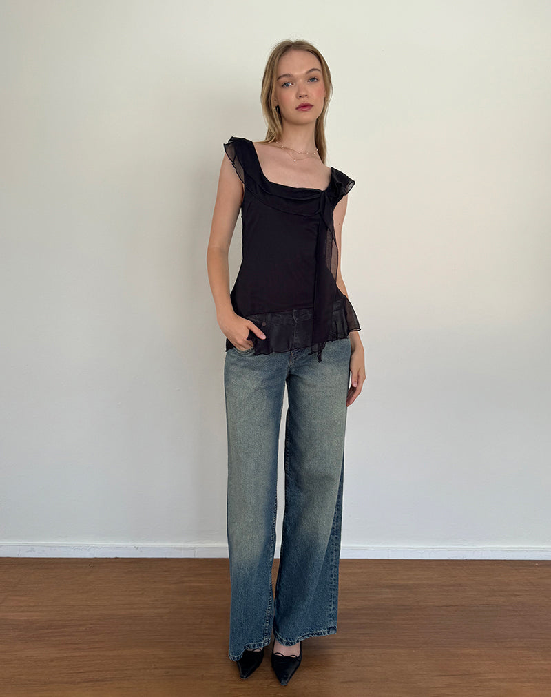 Afbeelding van Piro Top in Chiffon Zwart