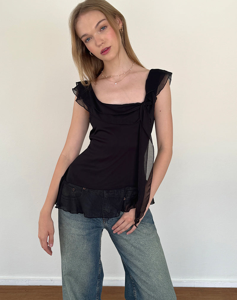 Afbeelding van Piro Top in Chiffon Zwart