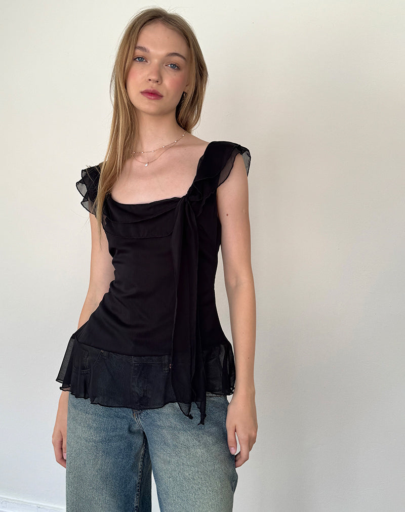 Afbeelding van Piro Top in Chiffon Zwart