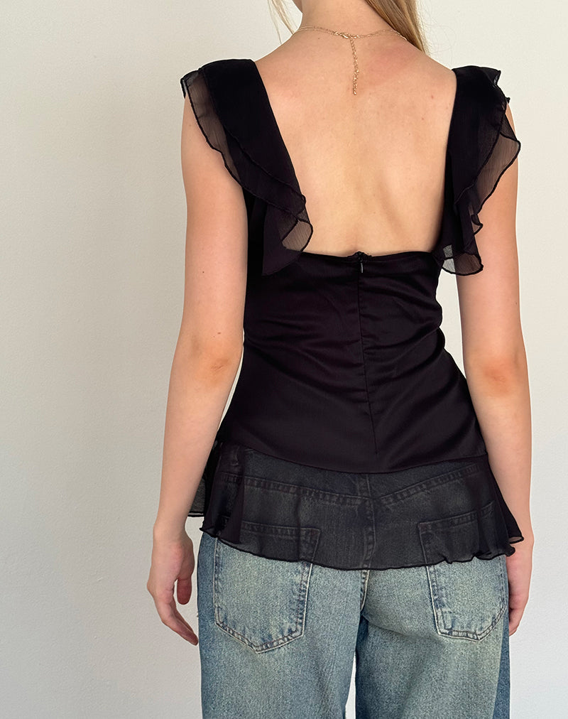 Afbeelding van Piro Top in Chiffon Zwart