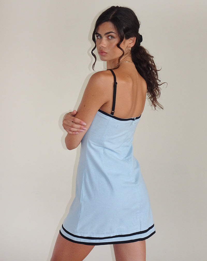 Afbeelding van Plasina minirok in linnen blauw