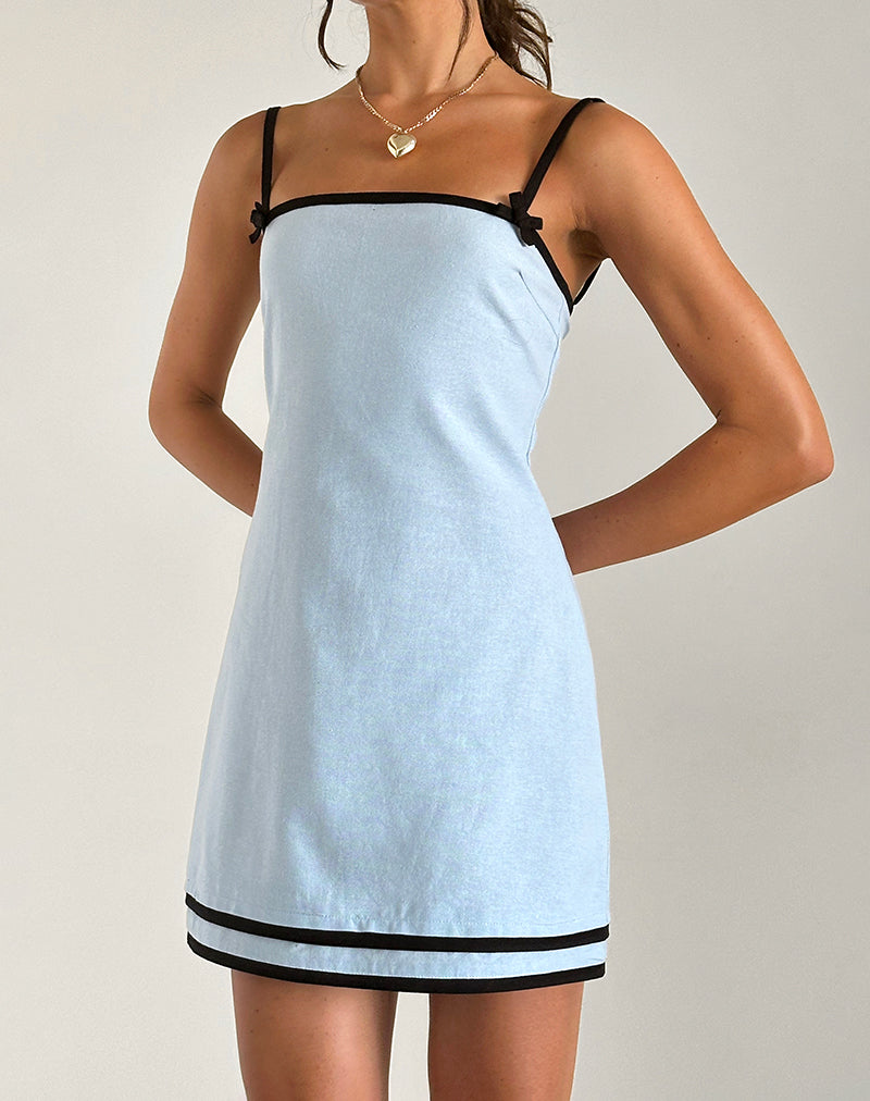 Afbeelding van Plasina minirok in linnen blauw
