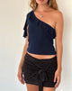 Afbeelding van Polly Asymmetrische Frill Top in Navy