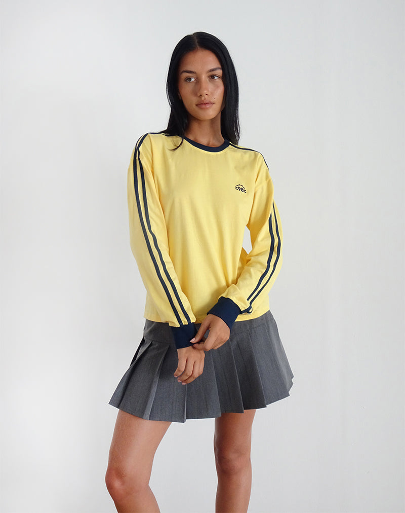 Afbeelding van Prata Lange Mouw Top in Limonade met Navy Binding