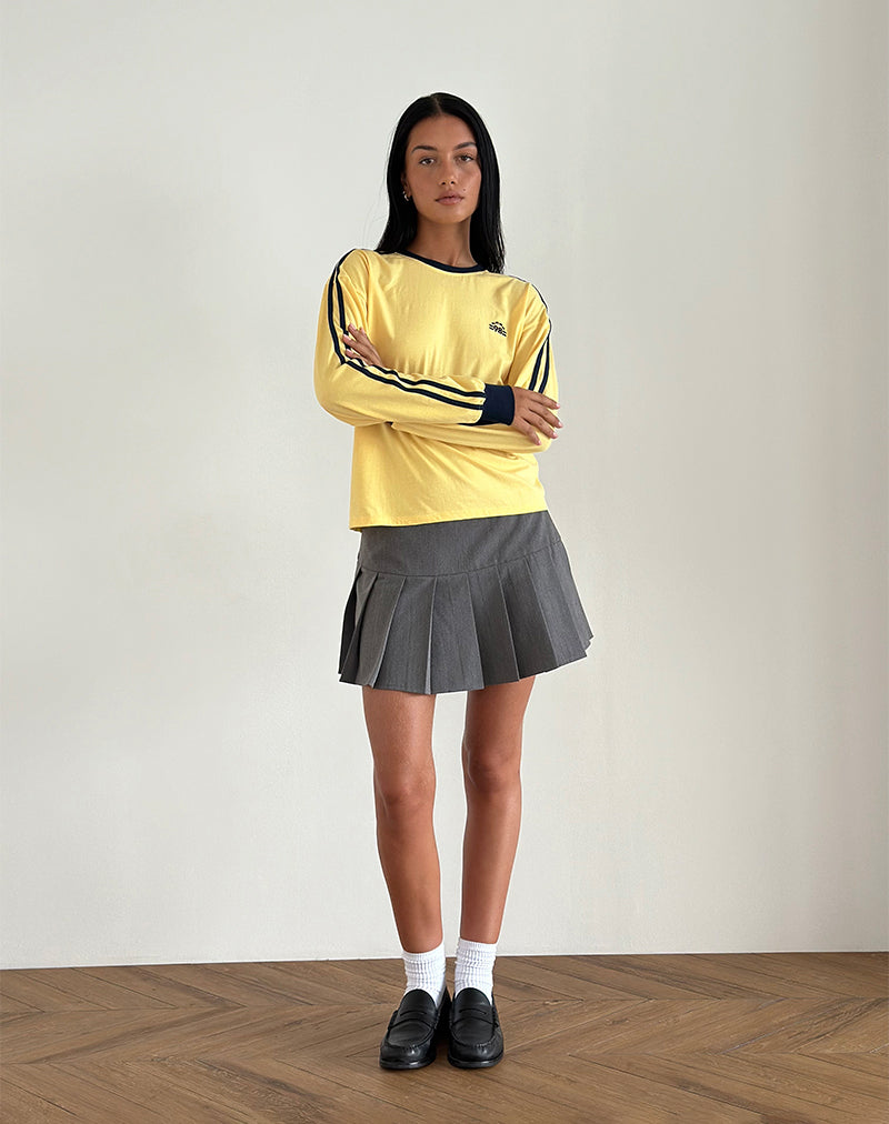 Afbeelding van Prata Lange Mouw Top in Limonade met Navy Binding