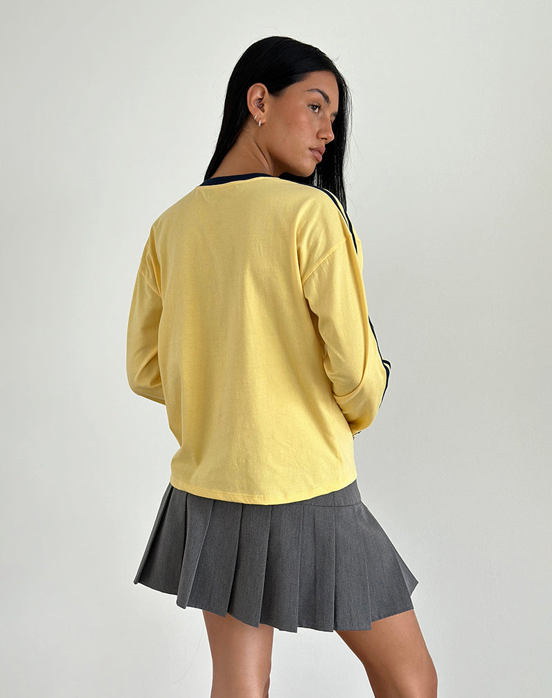 Afbeelding van Prata Lange Mouw Top in Limonade met Navy Binding