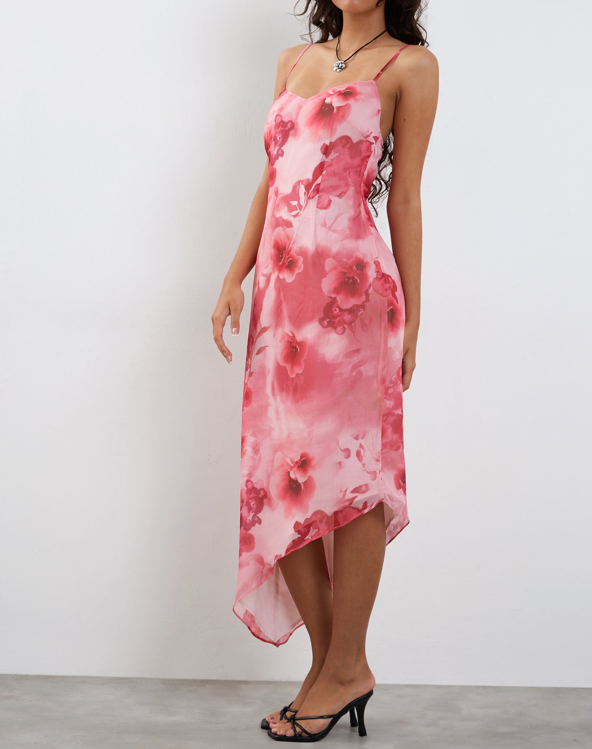 Afbeelding van Preston Midi Dress in Aquarel Floral Pink