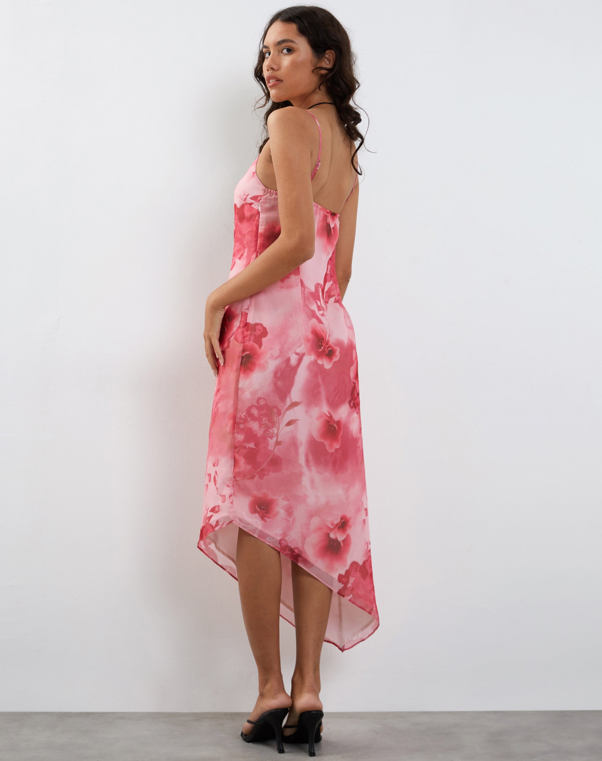 Afbeelding van Preston Midi Dress in Aquarel Floral Pink