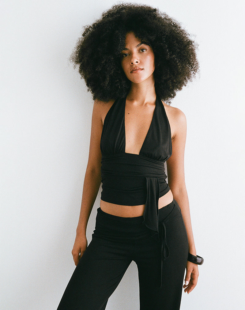 Afbeelding van Prilla Halter Top in Cupro Zwart