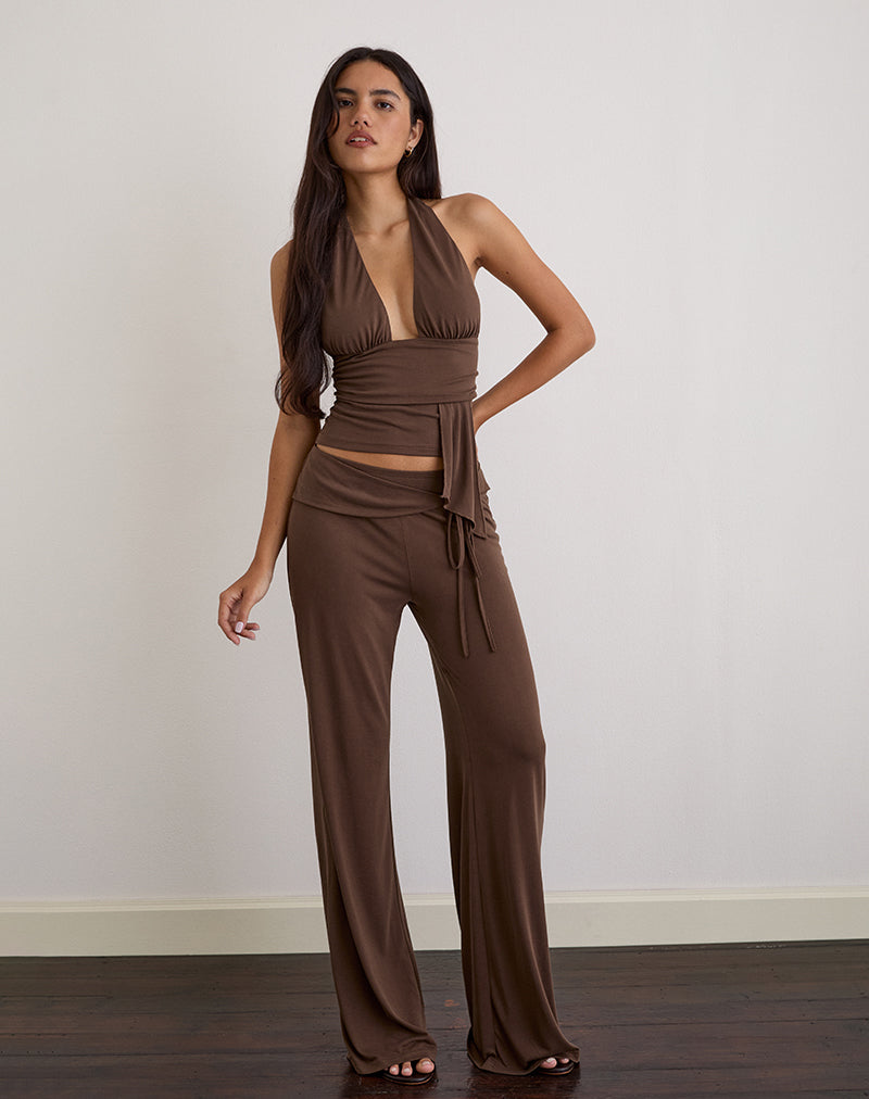 Afbeelding van Donata broek in Cupro donkerbruin