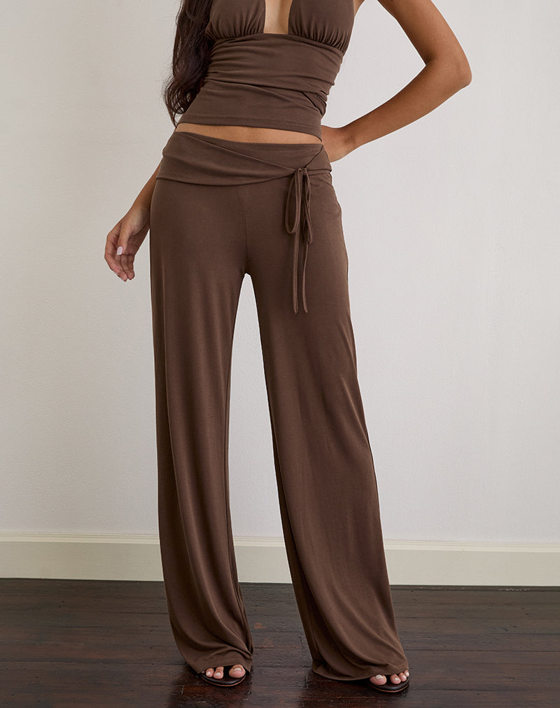 Afbeelding van Donata broek in Cupro donkerbruin