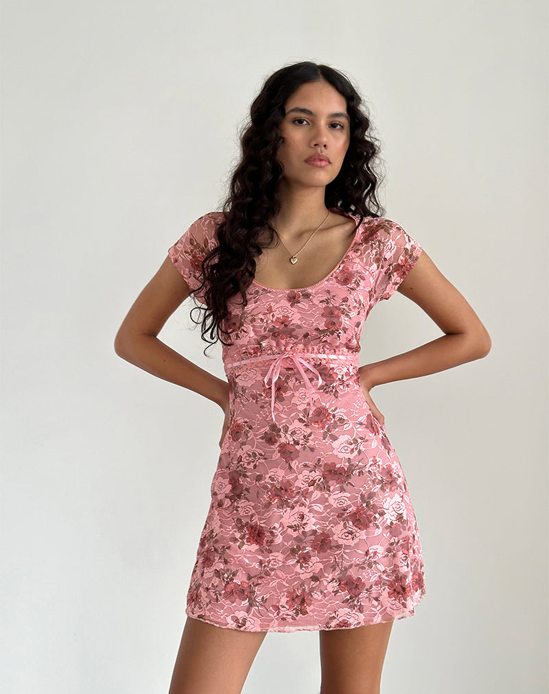 Prinsa Jurk in Roze Kanten Bloemen Bloei