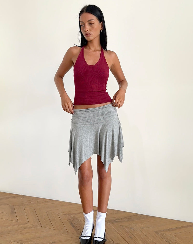 Priscilla Halter Top in Sheer Knit Rood