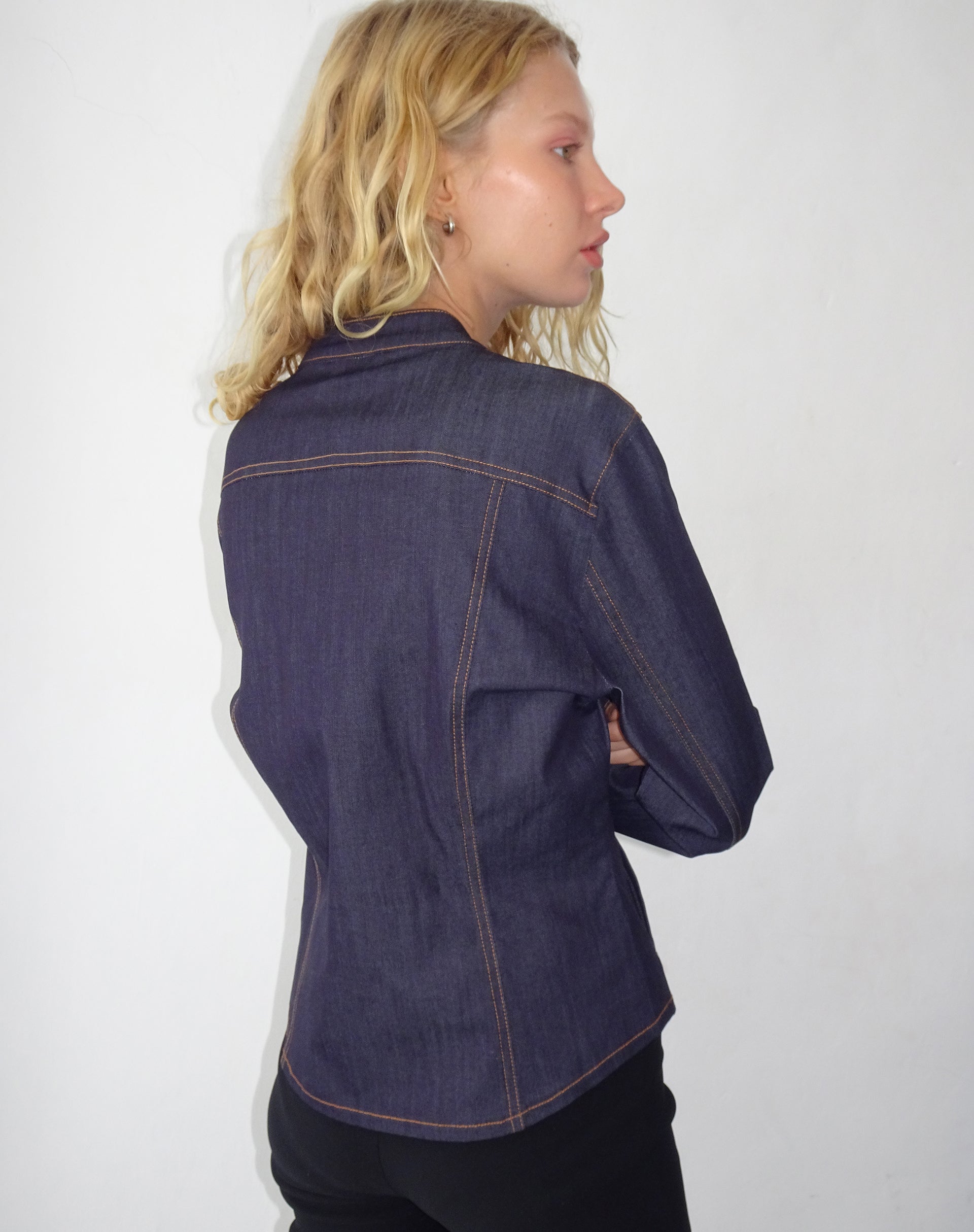 Afbeelding van Puria Getailleerde jas in denimlook