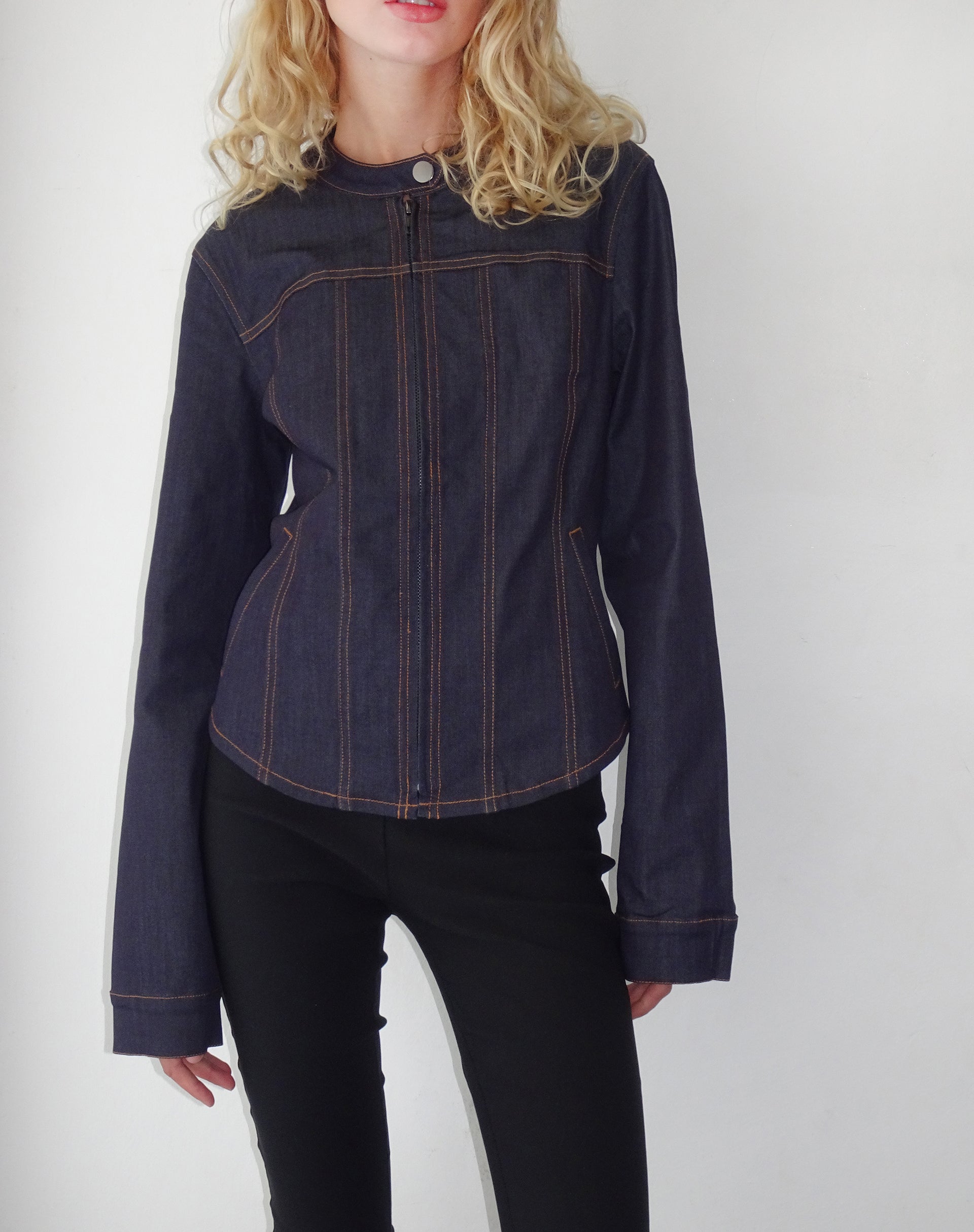 Afbeelding van Puria Getailleerde jas in denimlook