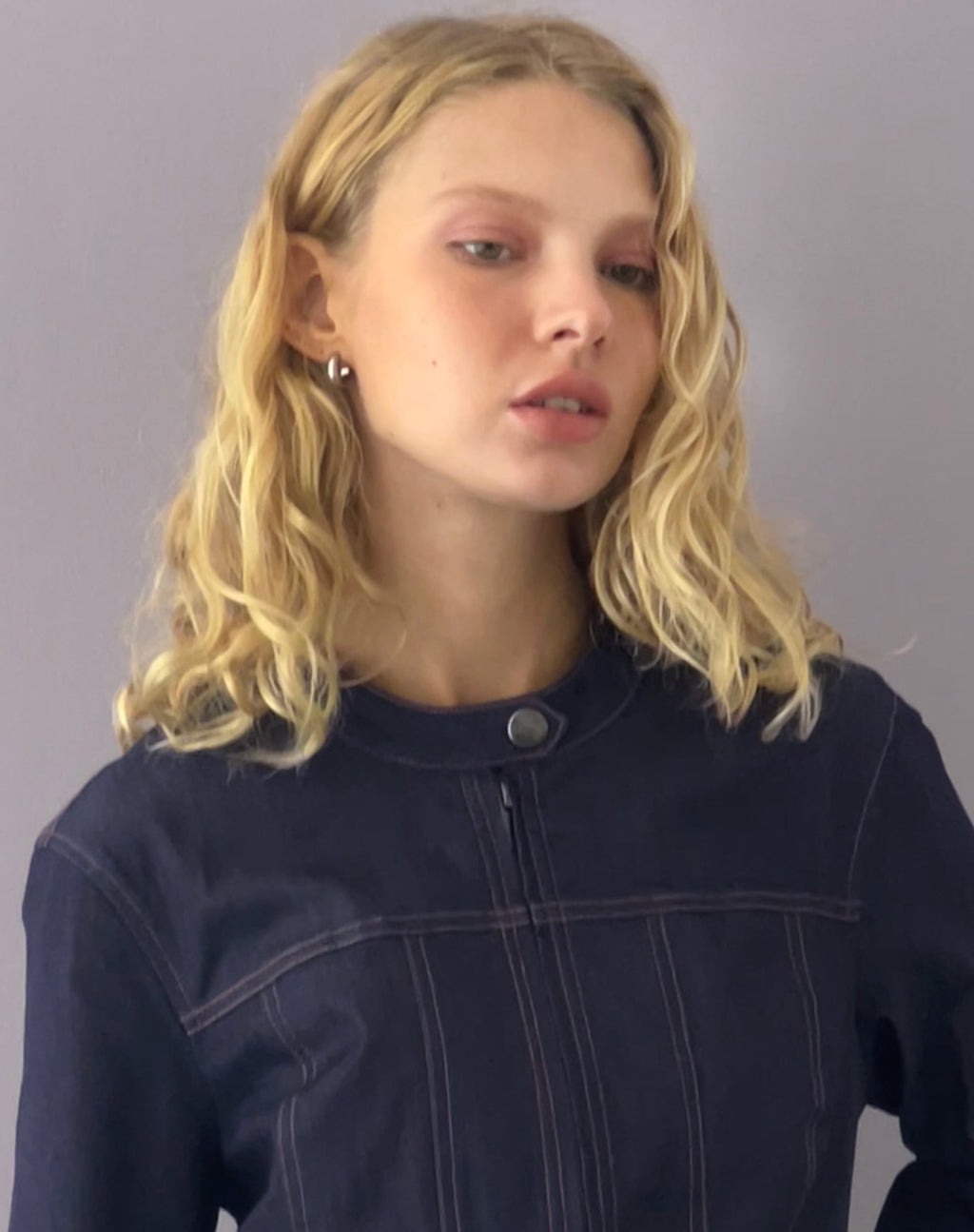 Puria Getailleerde jas in denimlook