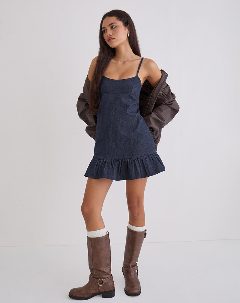 Afbeelding van Pamina Mini Dress in Denim Indigo
