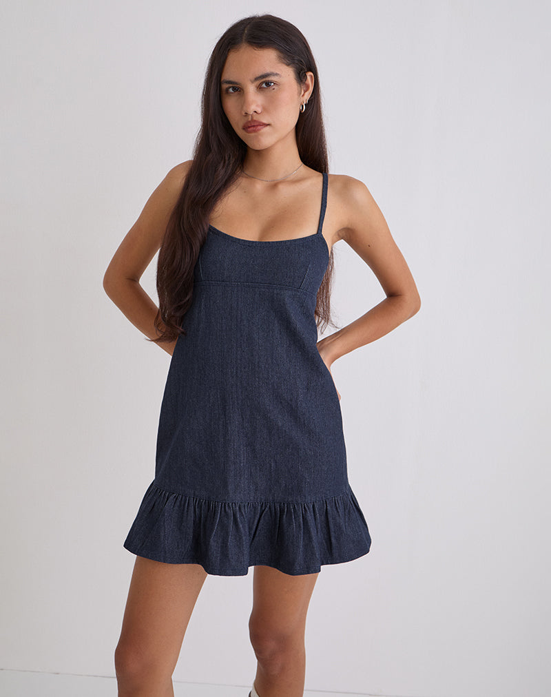 Afbeelding van Pamina Mini Dress in Denim Indigo