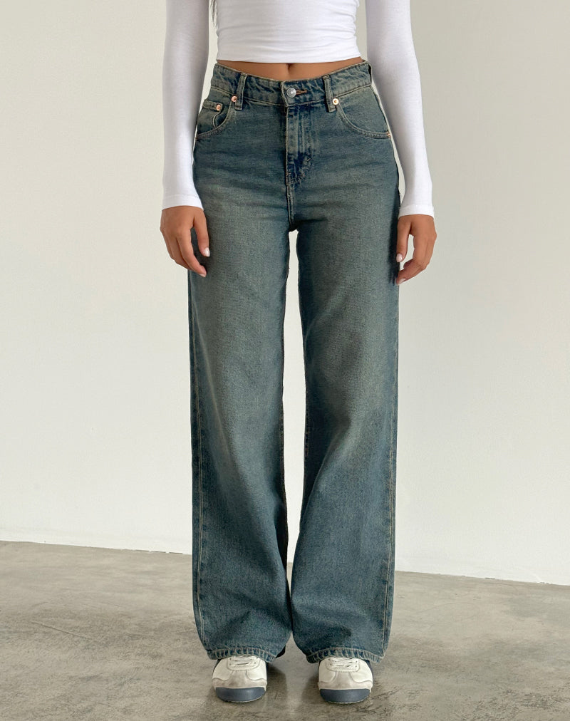 Parallel Jeans in bruin en blauw Acid