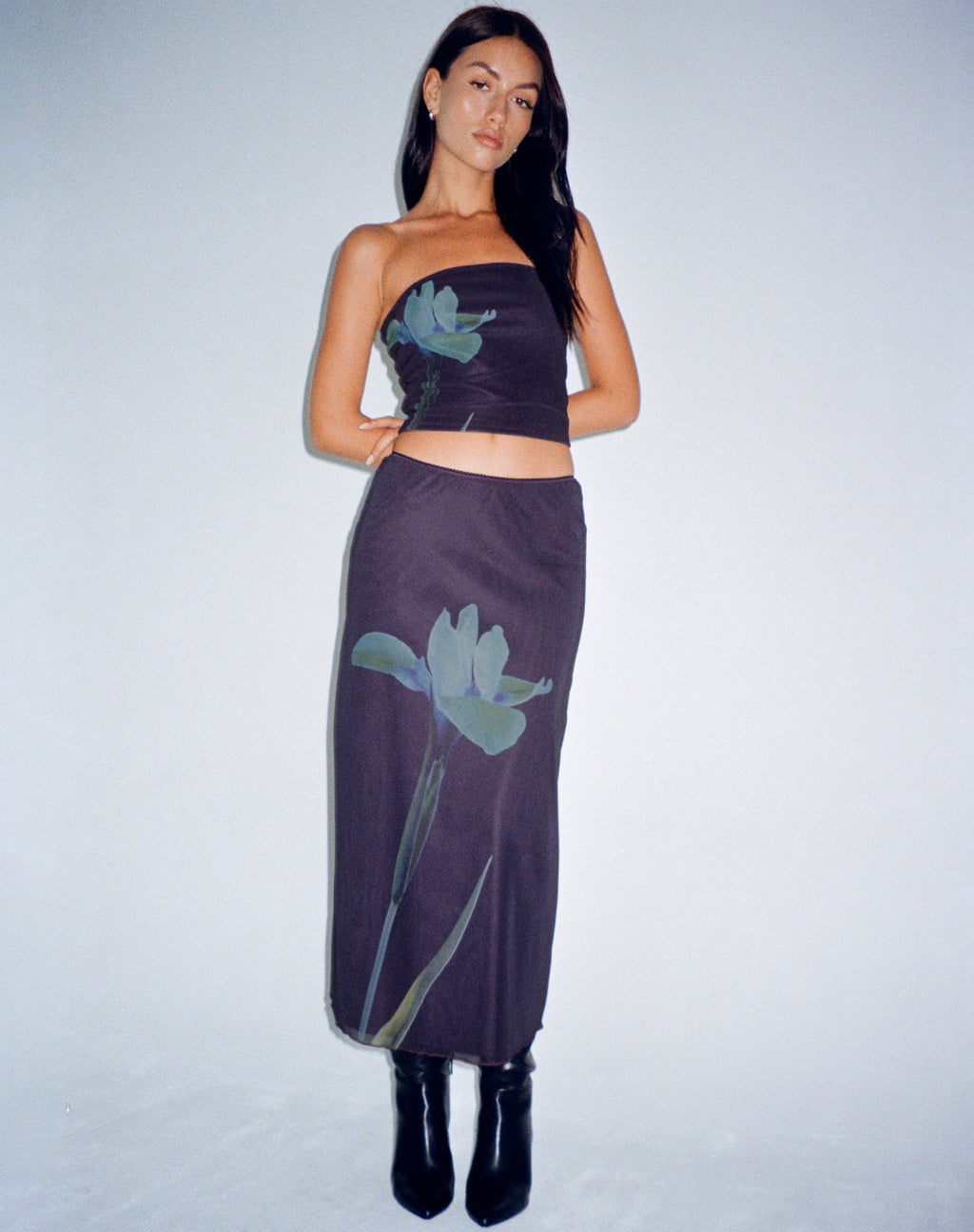 Lassie Midi rok in Navy Placement Bloem