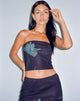 Afbeelding van Shae Mesh Bandeu Top in Navy Bloem