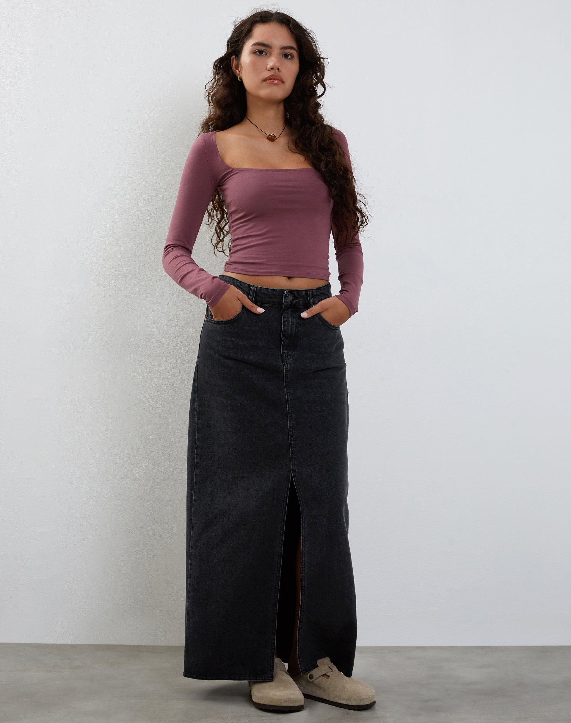 BEELD VAN Quebon Lange Mouw Top in Mauve