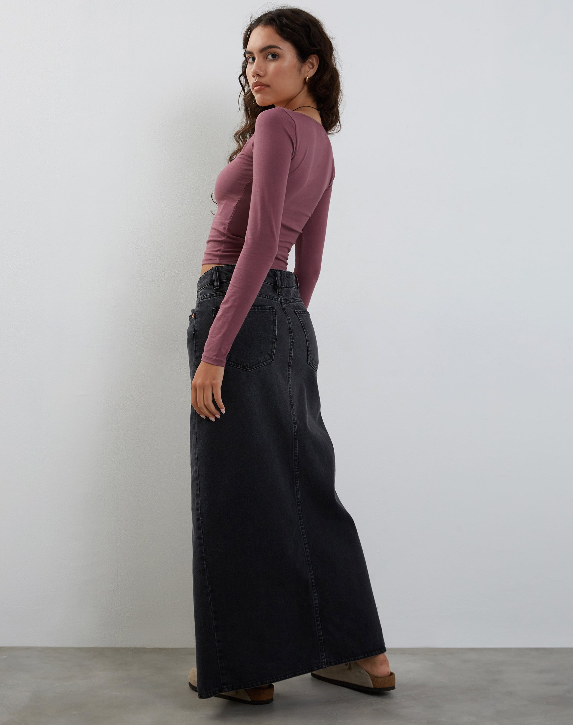 BEELD VAN Quebon Lange Mouw Top in Mauve