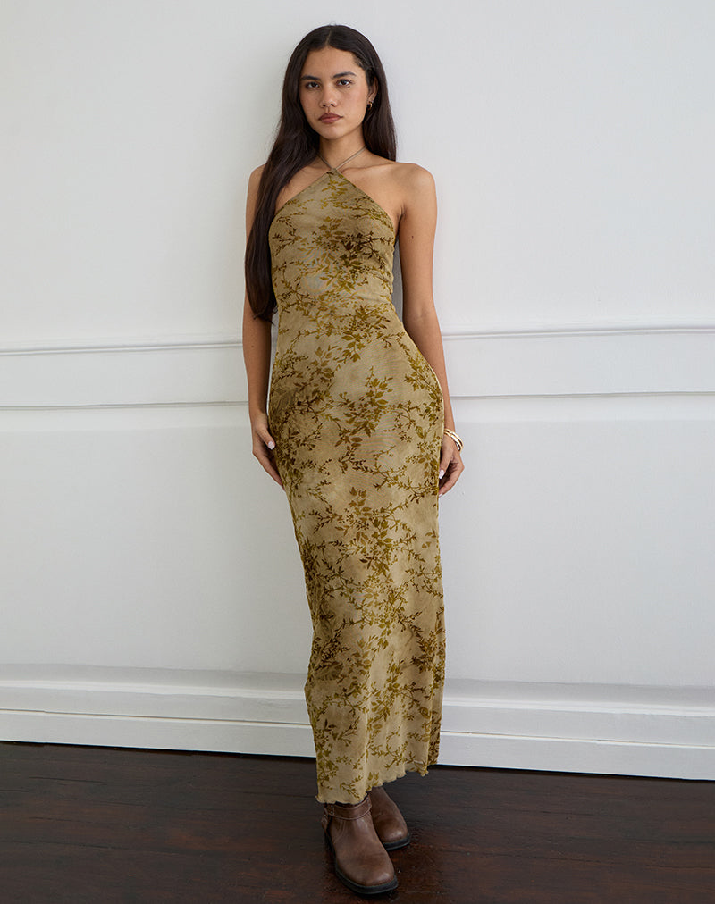 Afbeelding van Rabika Maxi Dress in Burn Velvet Green