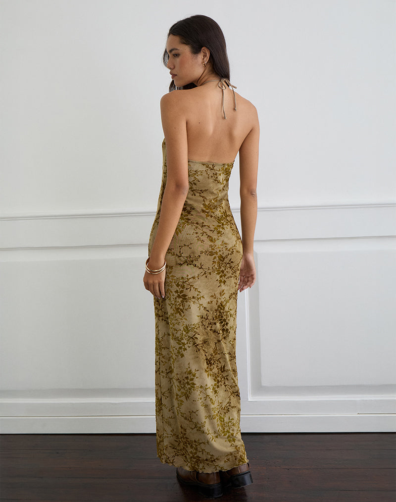 Afbeelding van Rabika Maxi Dress in Burn Velvet Green