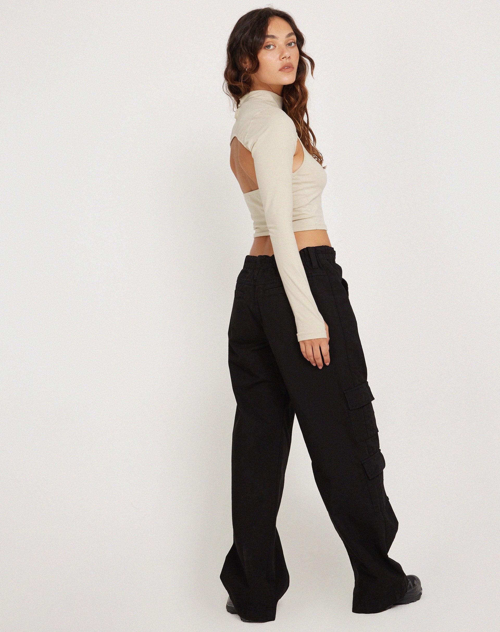 Afbeelding van Raccet Crop Top met lange mouwen in Kokosmelk