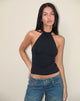 Afbeelding van Raceline Haltertop in Rayon Jersey Zwart