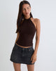 Afbeelding van Raceline Haltertop in Rayon Jersey Chocolade Bruin