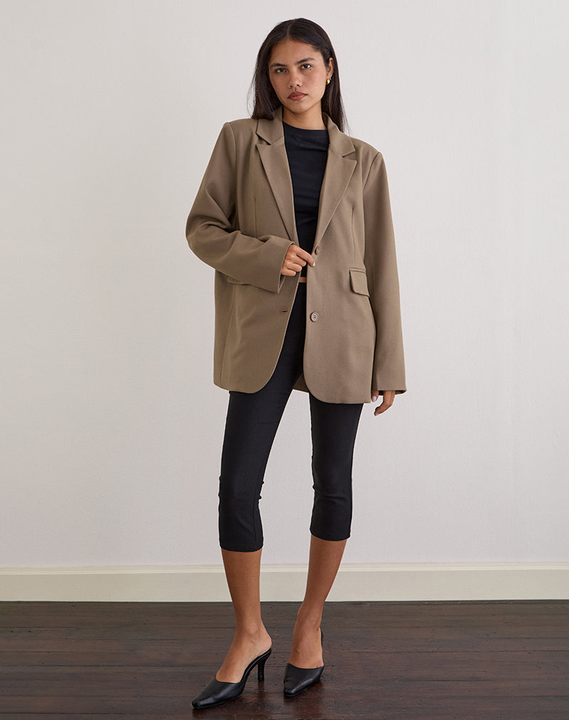 Image of Maiwa Blazer in Textured Tailoring Beige