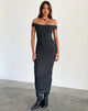 Afbeelding van Racha Dikke Rib Bardot Maxi Dress in Black Forest