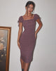 Afbeelding van Rachana Midi Dress in Vloeiende Roos Dieppaars