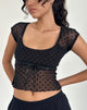 Afbeelding van Rada Top in gevlokte mesh Basic Polka Zwart