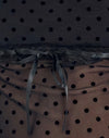 Mesh gevlokt Basic Polka Zwart