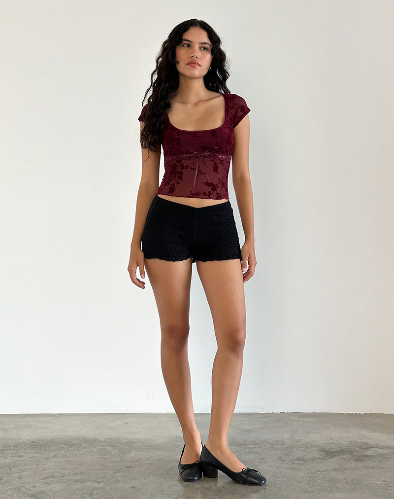 Afbeelding van Rada Top in Botanical Flocked Maroon