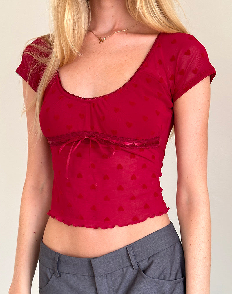 Afbeelding van Rada Top in Red Heart Flocked Mesh