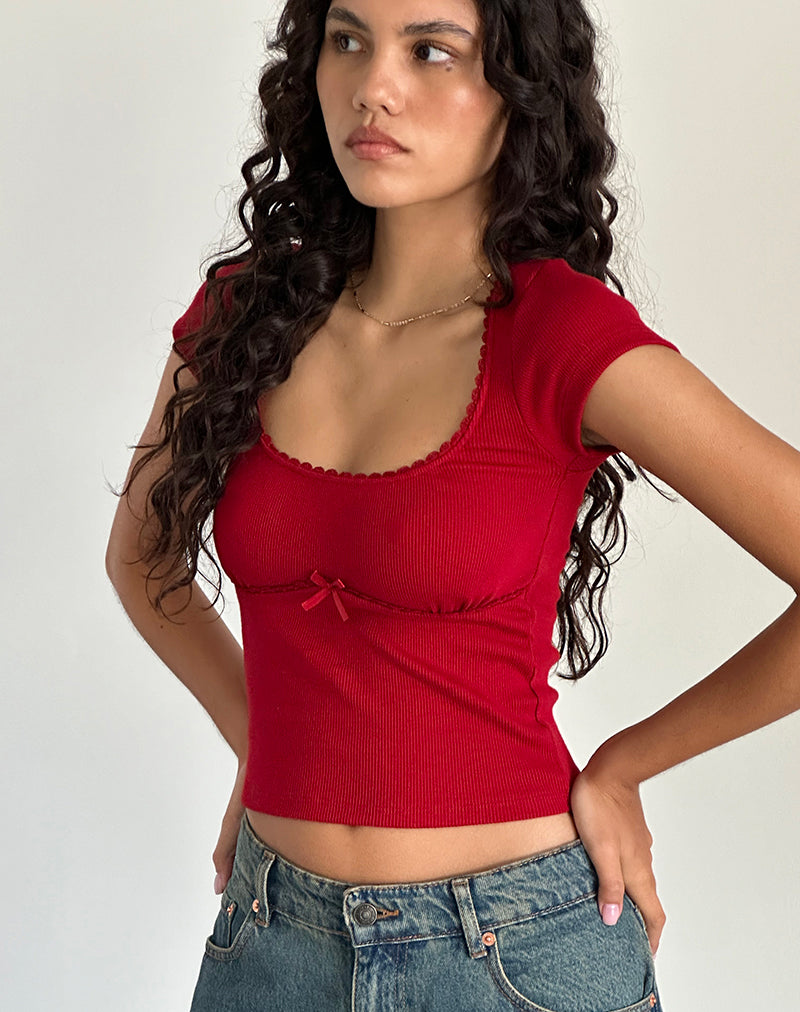 Rada Top in Rib Adrenaline Rood