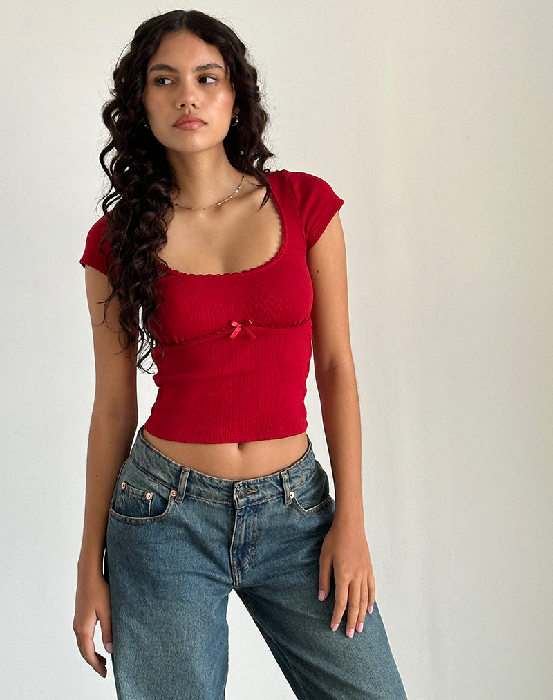 Rada Top in Rib Adrenaline Rood