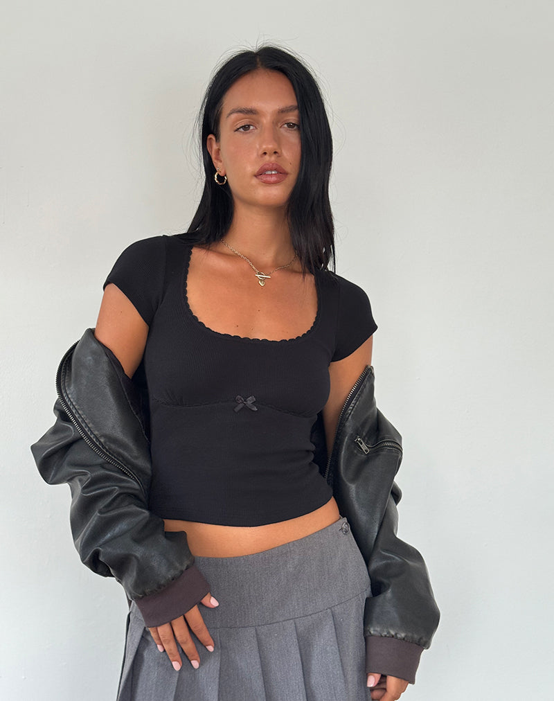 Rada Top in Rib Zwart