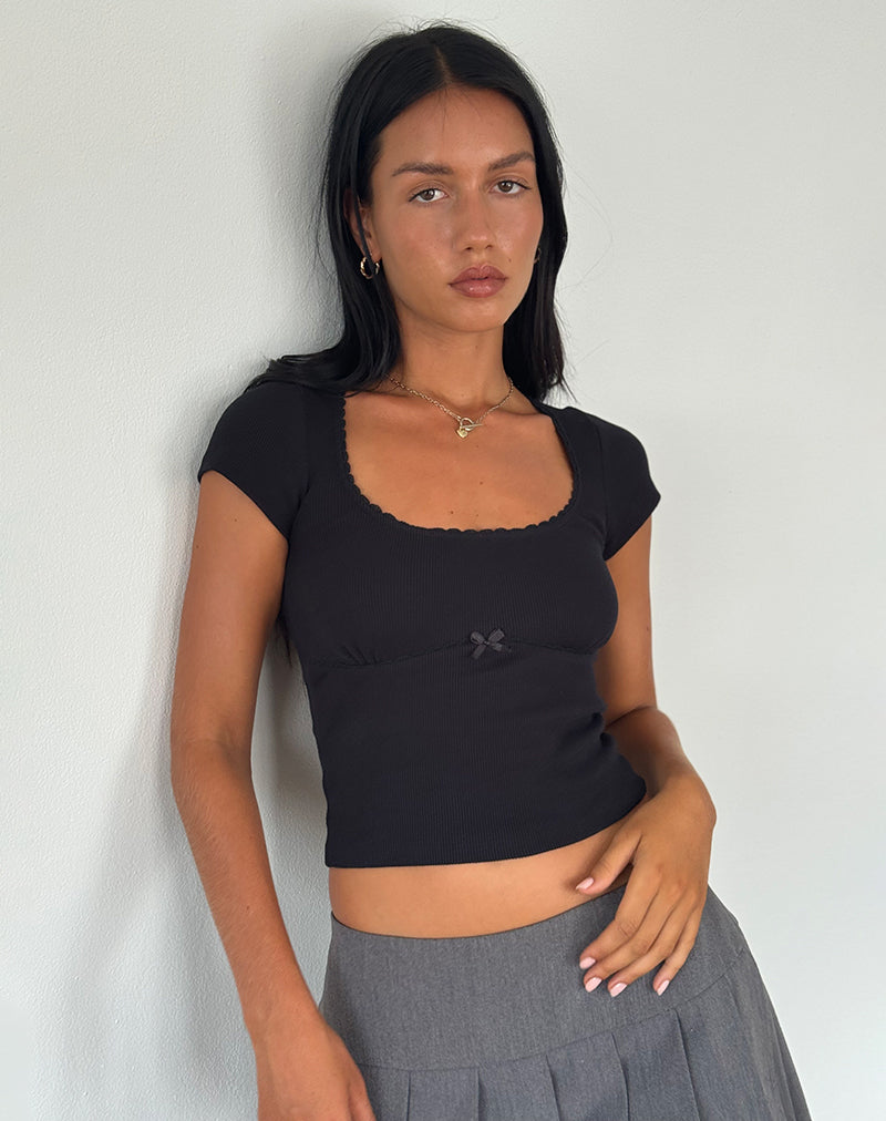 Rada Top in Rib Zwart