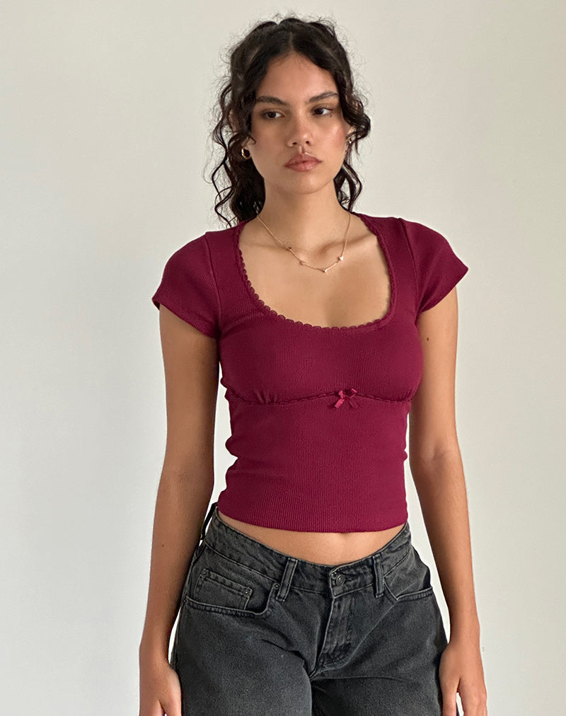 Rada Top in Rib Bourgondië