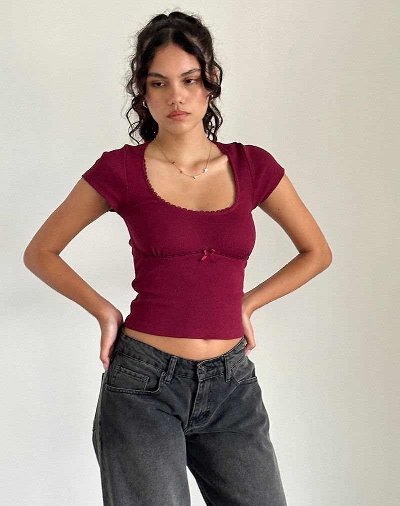 Rada Top in Rib Bourgondië